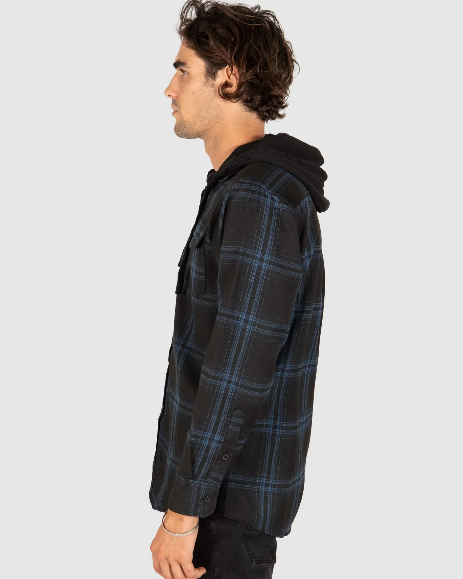 UNIT Chester Mens Hooded Flannel Shirt-Unit Clothing Clearance