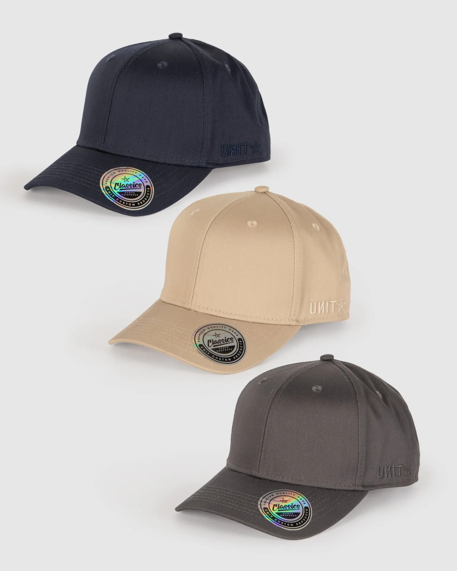 UNIT Classic Curve Snapback Cap 3 pack-Unit Clothing Store