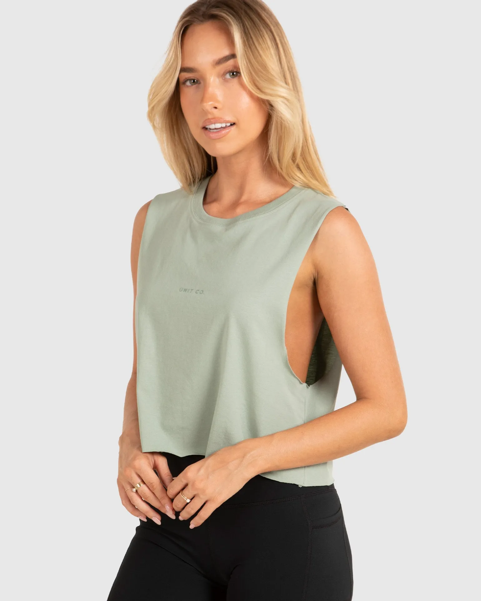 UNIT Studio Ladies Crop Muscle Tee-Unit Clothing Hot